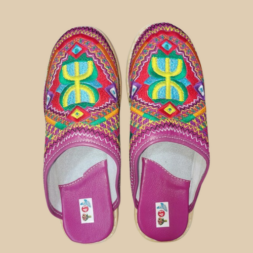 amazighshoecraft™ – Babouche fuchsia vibrante